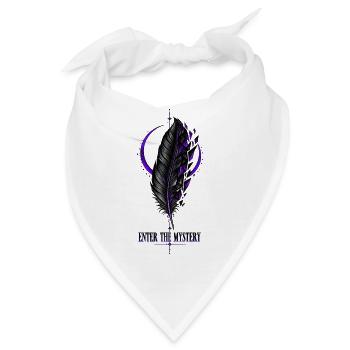 Lila-schwarze Feder (Vollgröße auf der Rückseite) - Bandana - Weiß - Vorne