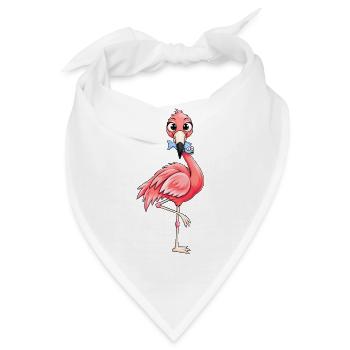 Lustiger Flamingo mit Fisch - Bandana - Weiß - Vorne