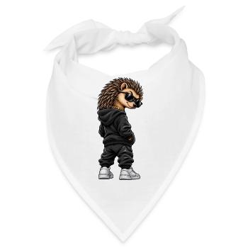 Igel im Streetstyle – Frecher Gangster-Look - Bandana - Weiß - Vorne