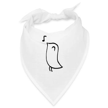 Singender Vogel – minimalistisches Strichzeichnung - Bandana - Weiß - Vorne
