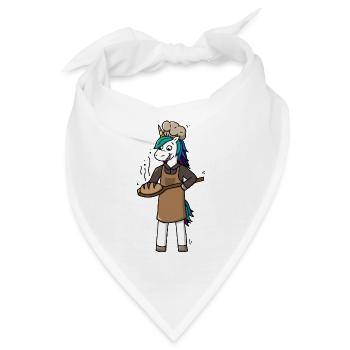 Einhorn Bäckerin Bäcker Alltagshelden - Bandana - Weiß - Vorne