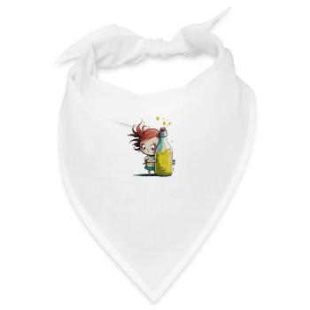 Illustration Comic Cute Kawaii Mädchen Flasche - Bandana - Weiß - Vorne