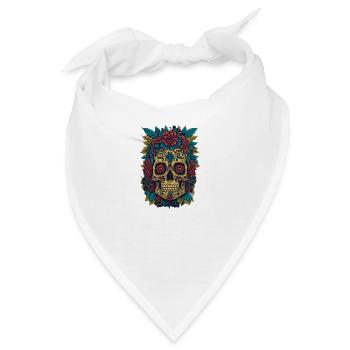 Totenkopf mit Blumen Gothic Cool - Bandana - Weiß - Vorne