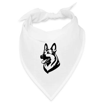Schäferhund Hund Hundekopf - Bandana - Weiß - Vorne