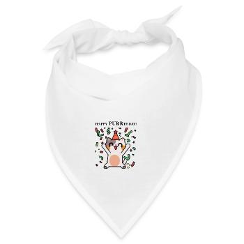 Katze Party Geburtstag Geschenkidee Happy Birthday - Bandana - Weiß - Vorne