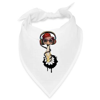 Vogel Strauß im coolen Hip Hop Style - Bandana - Weiß - Vorne