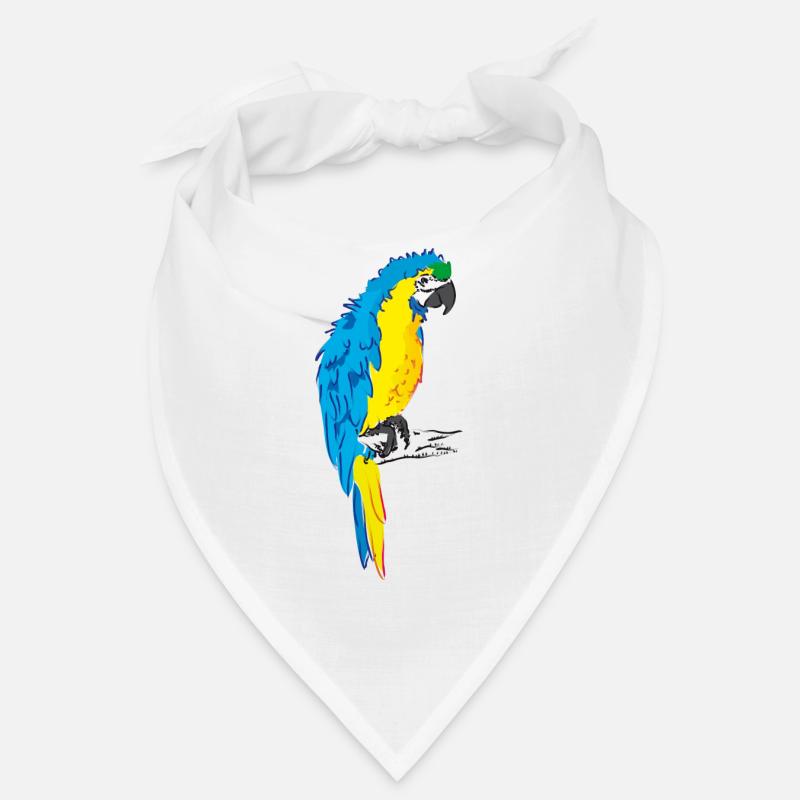 Macaw parrot yellow, blue drawing Bandana