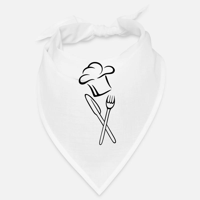 Kochmütze, Messer, Gabel - Bandana - Weiß