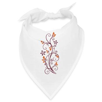 Filigrane Ranke mit Blättern und Blumen. - Bandana - Weiß - Vorne
