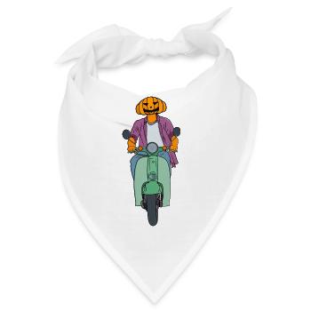 Kürbisfahrer auf Mint Scooter - Bandana - Weiß - Vorne