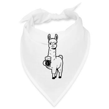 Llama mit Bier - Bandana - Weiß - Vorne