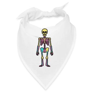 Stehendes Skelett Halloween Bunt - Bandana - Weiß - Vorne