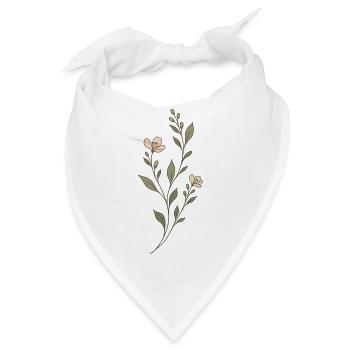 Zarte Wiesenblumen in Salbeigrün und Rosé - Bandana - Weiß - Vorne