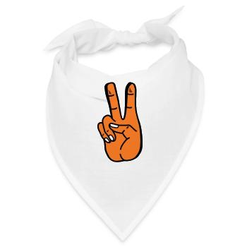 Peace orangene Hand - Bandana - Weiß - Vorne