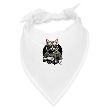 Cat Airsoft Katze spielt Airsoft Militär Geschenk - Bandana - Weiß - Vorne