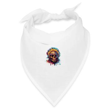 Indianer Häuptling Totenkopf - Bandana - Weiß - Vorne