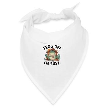 Frog Off Busy Pun Lustige Frosch Grafik - Bandana - Weiß - Vorne