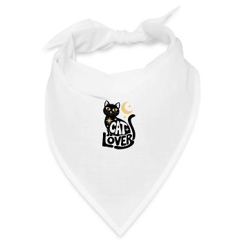 Katzenliebhaber Mond Nachtzauber - Bandana - Weiß - Vorne