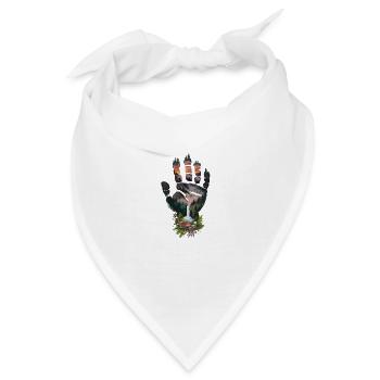 Abendlicher Waldhandabdruck mit Wasserfall und - Bandana - Weiß - Vorne