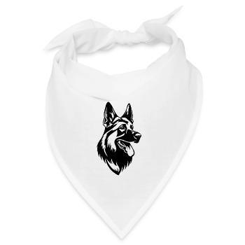 Schäferhund Hund Hundekopf - Bandana - Weiß - Vorne