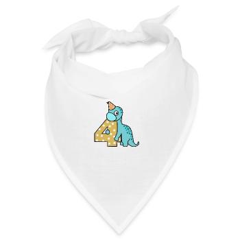 Dino Geburtstag Vier - Bandana - Weiß - Vorne