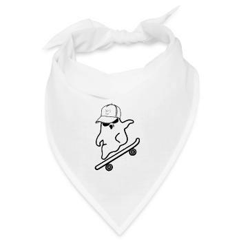 Cooler Geist mit Cappy auf Skateboard - Bandana - Weiß - Vorne