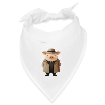 Schweinchen als Detektiv - Bandana - Weiß - Vorne
