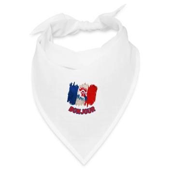 Bonjour france-französischer Stolz Gallischer Hahn - Bandana - Weiß - Vorne