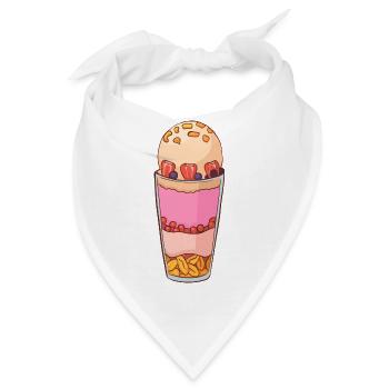 Eis Speiseeis Eiskrem Eiscreme Kugeleis Eisbecher - Bandana - Weiß - Vorne
