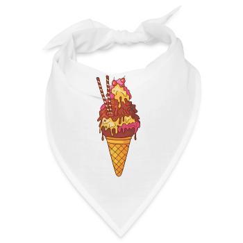 Eis Speiseeis Eiskrem Eiscreme Kugeleis Eisbecher - Bandana - Weiß - Vorne