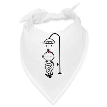scheues Mädchen unter der Dusche - Bandana - Weiß - Vorne