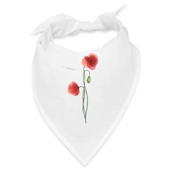 Blume: roter Mohn - Bandana - Weiß - Vorne