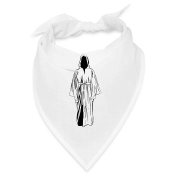 Mönch Illustration Linear - Bandana - Weiß - Vorne