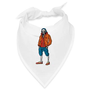 Musikbegeistertes Skelett - Bandana - Weiß - Vorne