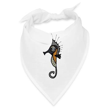 Seepferd Grafik mit dunklem Hintergrund - Bandana - Weiß - Vorne