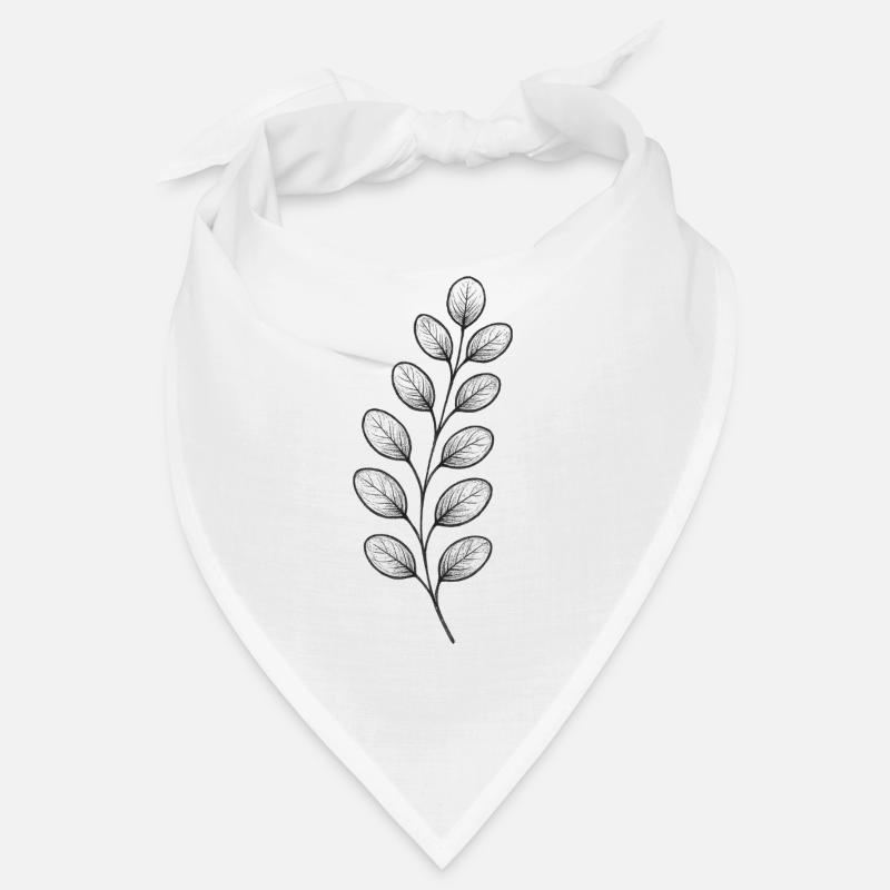 Graphitic Leaf Branch – Monochrome Bandana