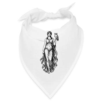 Griechische schöne Göttin mit Eulenvogel auf dem Arm - Bandana - Weiß - Vorne