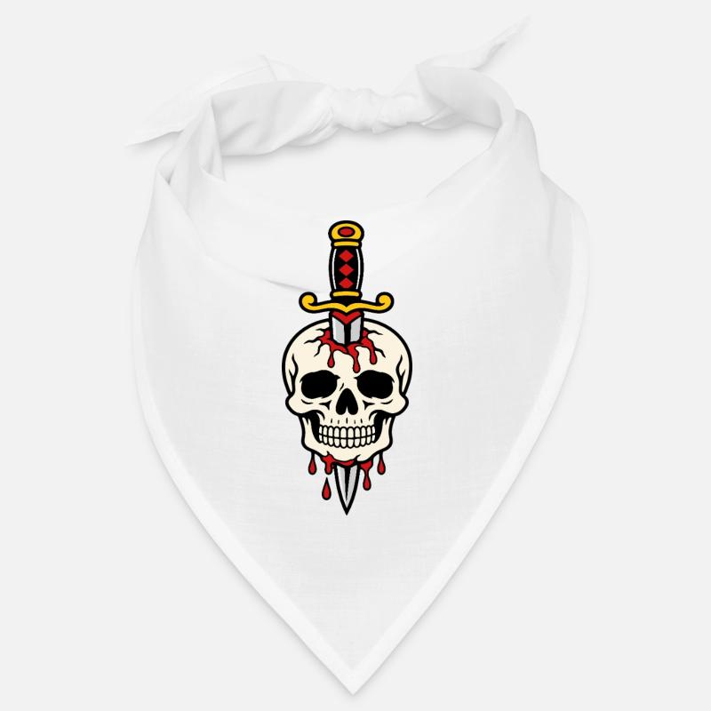 Crâne transpercé par dague style tattoo Bandana