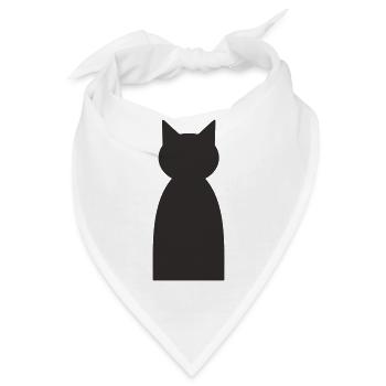 Katzen Silhouette – Minimalistisches Katzen Design - Bandana - Weiß - Vorne