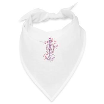 Menschlicher Skelett Torso mit Blumen in lila pink - Bandana - Weiß - Vorne