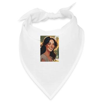 lächelnde Frau mit schwarzen braune dunklen Haaren - Bandana - Weiß - Vorne