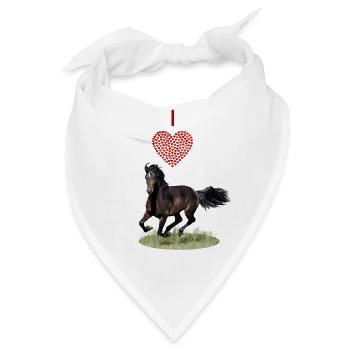 I love horses - Ich liebe Pferde - Bandana - Weiß - Vorne