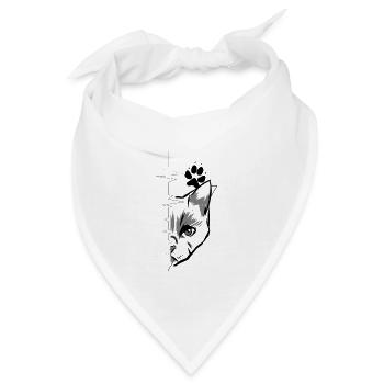 Katzenliebe Herzschlag Pfotenabdruck Tierschutz - Bandana - Weiß - Vorne