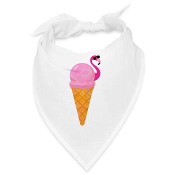 Ice cream Waffeleis Eiskugel Flamingo Eis - Bandana - Weiß - Vorne