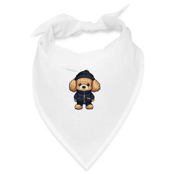 Pudel Hund Stylisch - Bandana - Weiß - Vorne