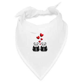 Panda Liebe mit vielen Herzen. - Bandana - Weiß - Vorne