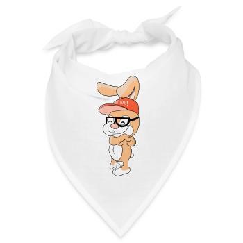 Cooler Hase Kaninchen mit Cap und Brille - Bandana - Weiß - Vorne