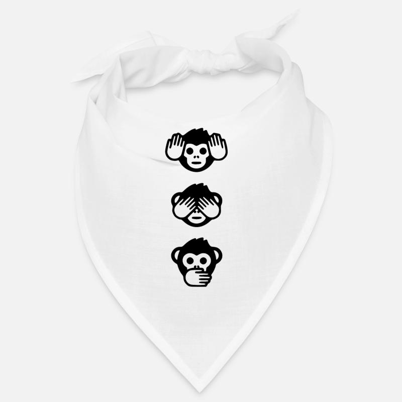 Three Wise Monkeys Motif - Bandana - white