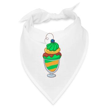 Eis Speiseeis Eiskrem Eiscreme Kugeleis Eisbecher - Bandana - Weiß - Vorne