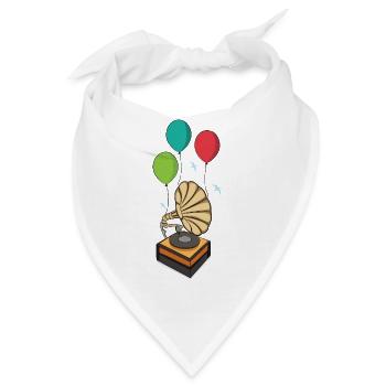 Grammophon mit Ballons - Bandana - Weiß - Vorne
